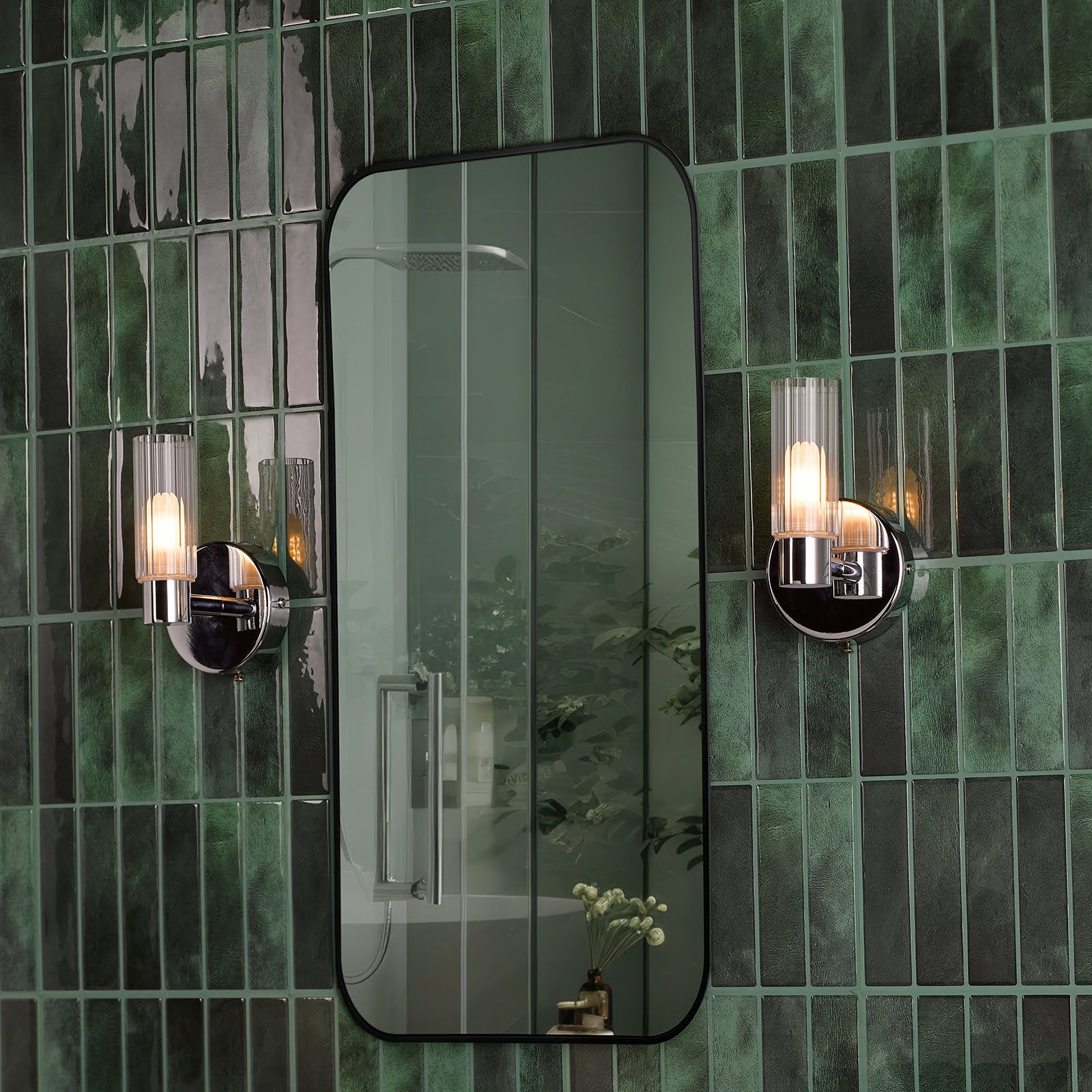 Bolton 1/2Lt Wall Light - Matt Black/Polished Chrome
