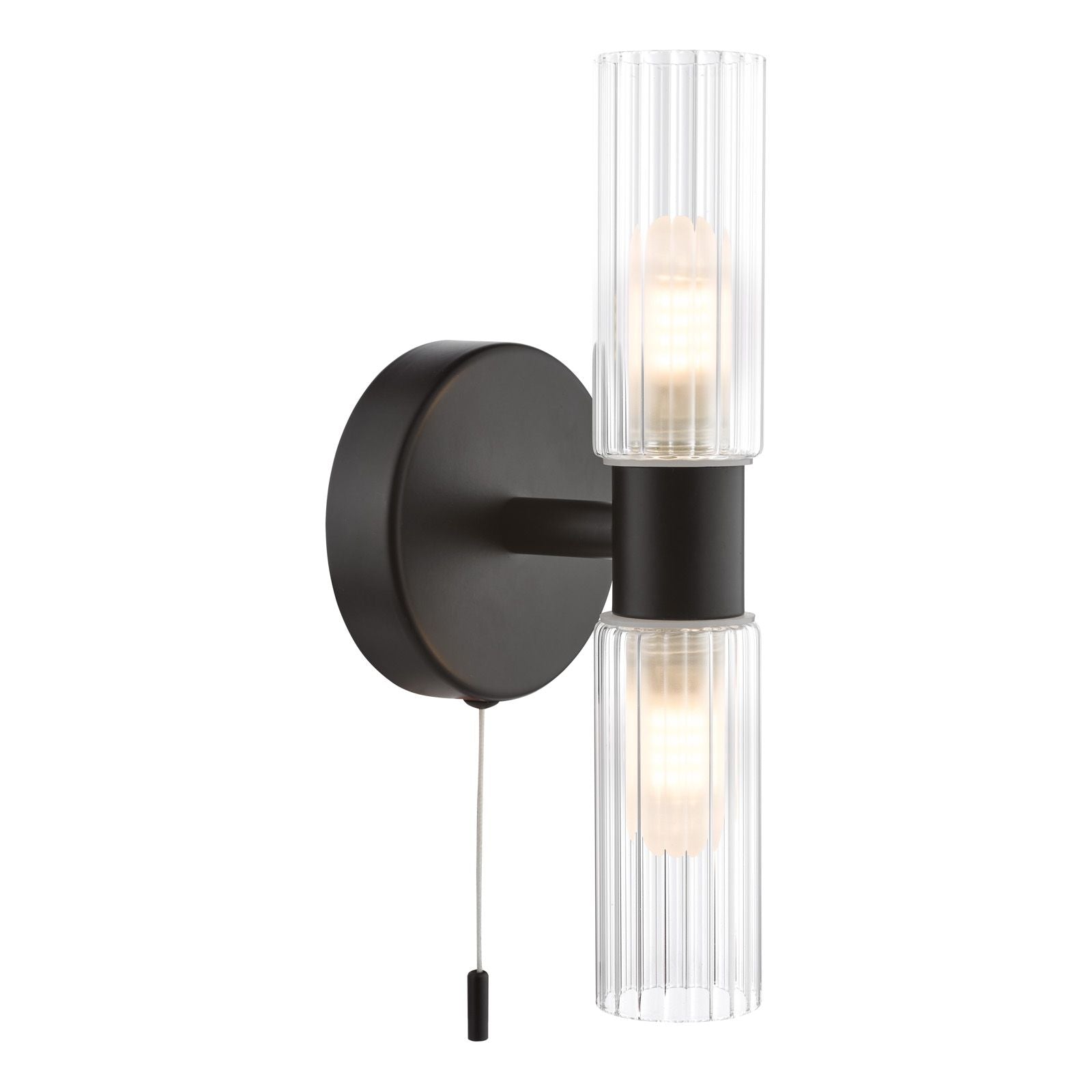 Bolton 1/2Lt Wall Light - Matt Black/Polished Chrome