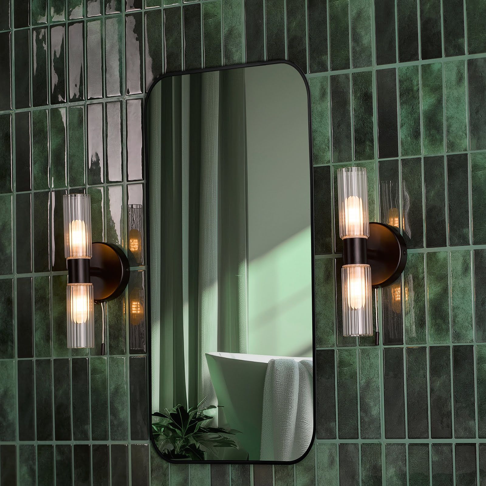 Bolton 1/2Lt Wall Light - Matt Black/Polished Chrome