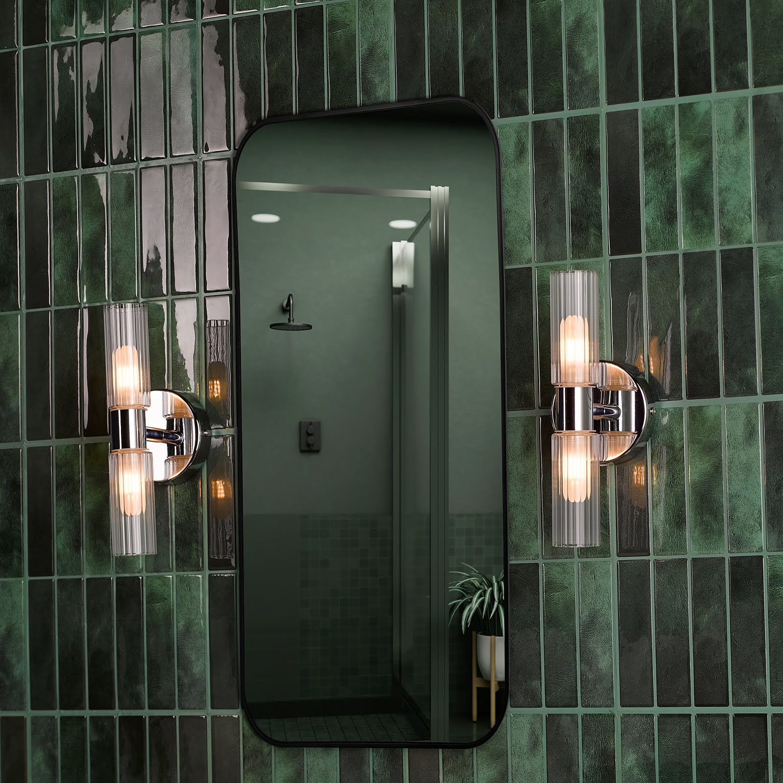 Bolton 1/2Lt Wall Light - Matt Black/Polished Chrome