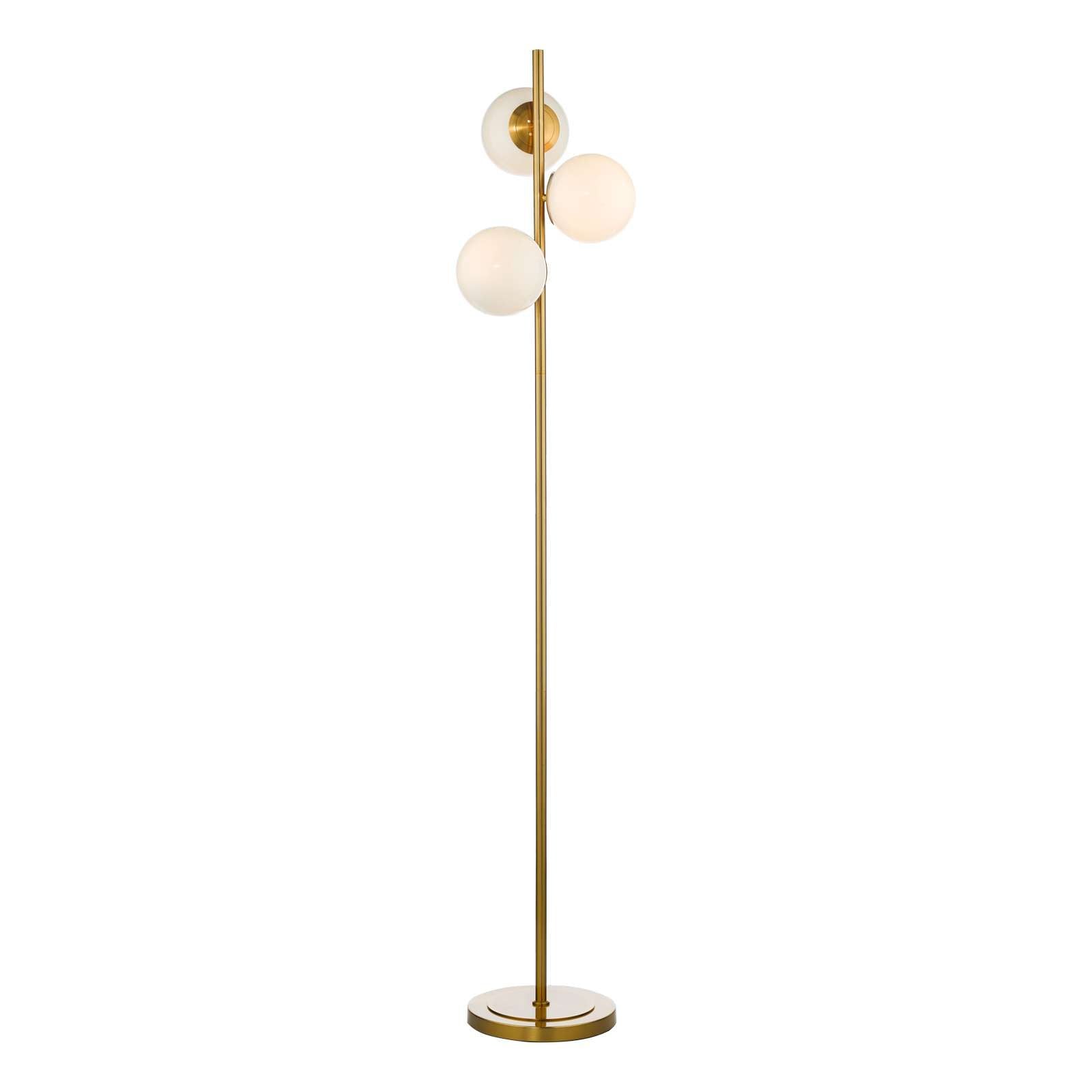 Bombazine 3 Light Floor Lamp Natural Brass Opal Glass E14