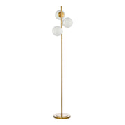 Bombazine 3 Light Floor Lamp Natural Brass Opal Glass E14