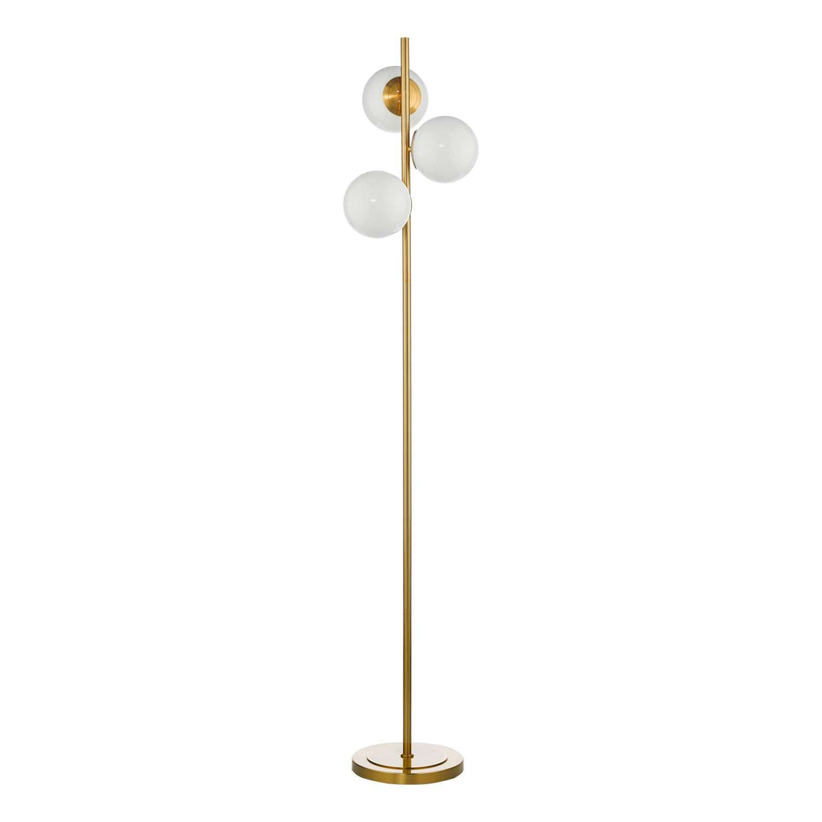 Bombazine 3 Light Floor Lamp Natural Brass Opal Glass E14