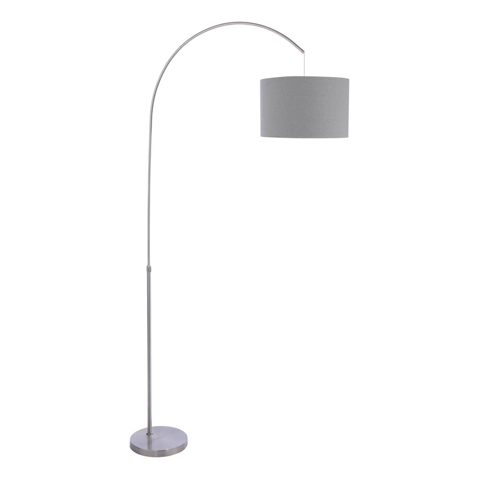 Bow Floor Lamp Satin Nickel With Shade E27