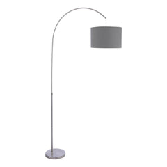 Bow Floor Lamp Satin Nickel With Shade E27