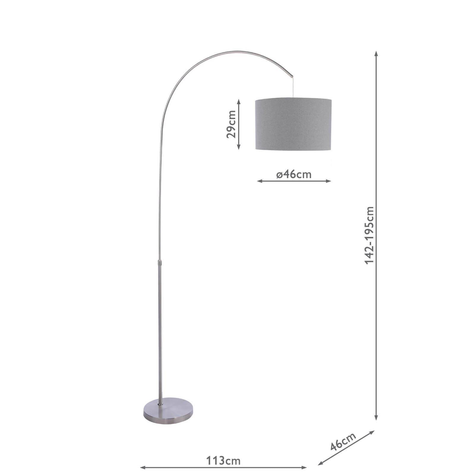 Bow Floor Lamp Satin Nickel With Shade E27