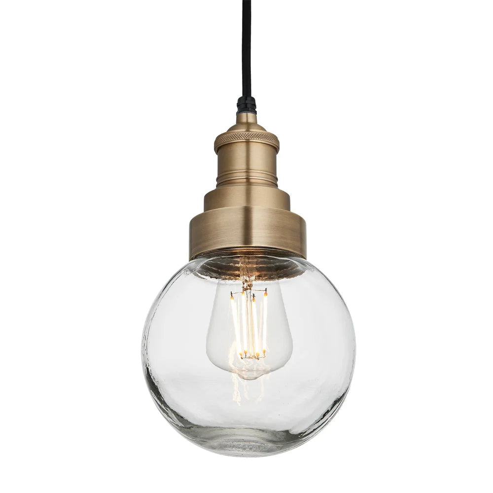 Brooklyn Outdoor & Bathroom Globe Pendant- Brass/ Pewter Finishes