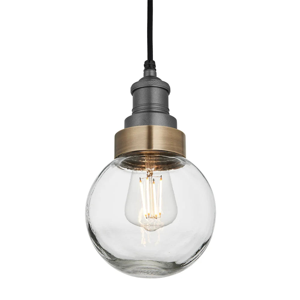 Brooklyn Outdoor & Bathroom Globe Pendant- Brass/ Pewter Finishes