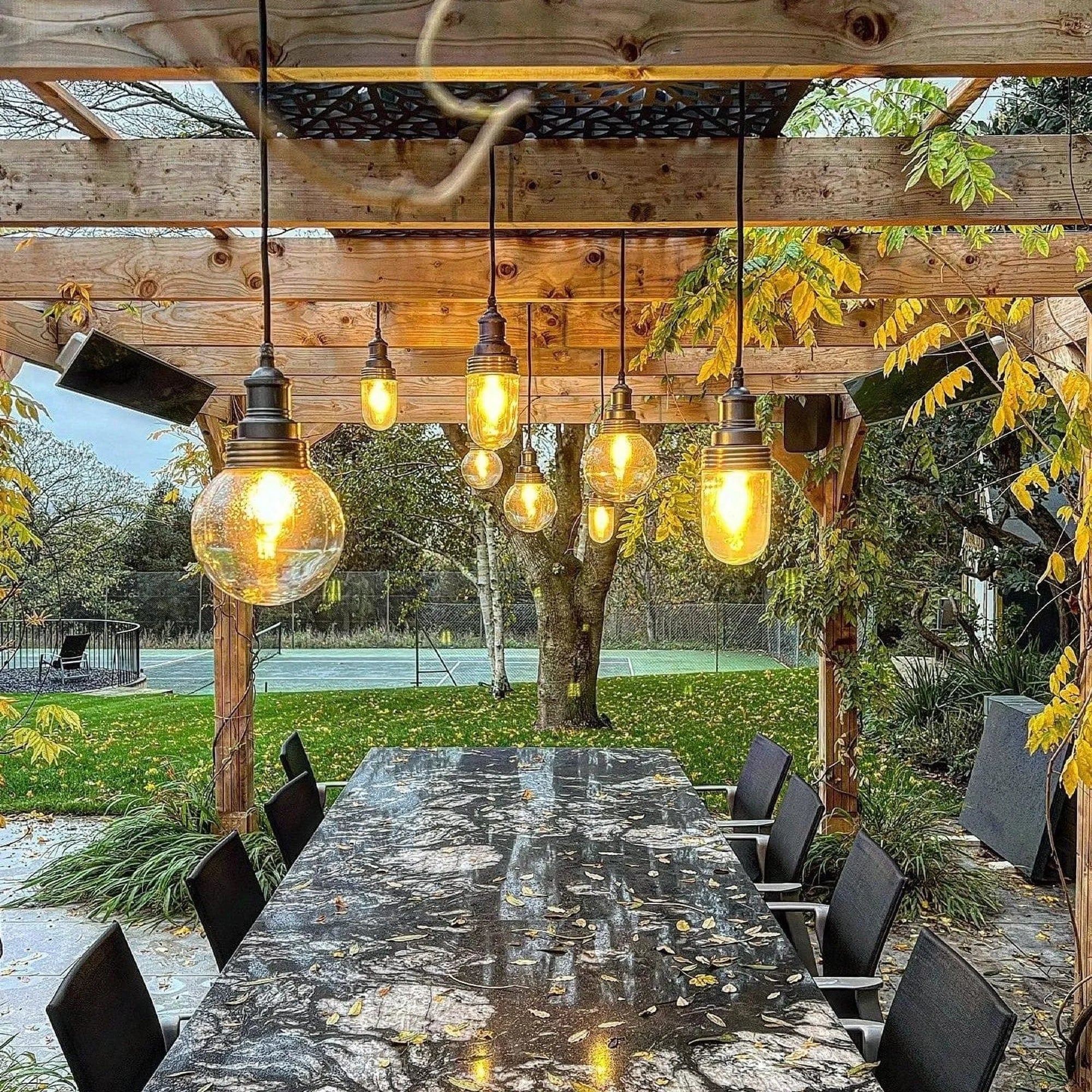 Brooklyn Outdoor & Bathroom Globe Pendant- Brass/ Pewter Finishes