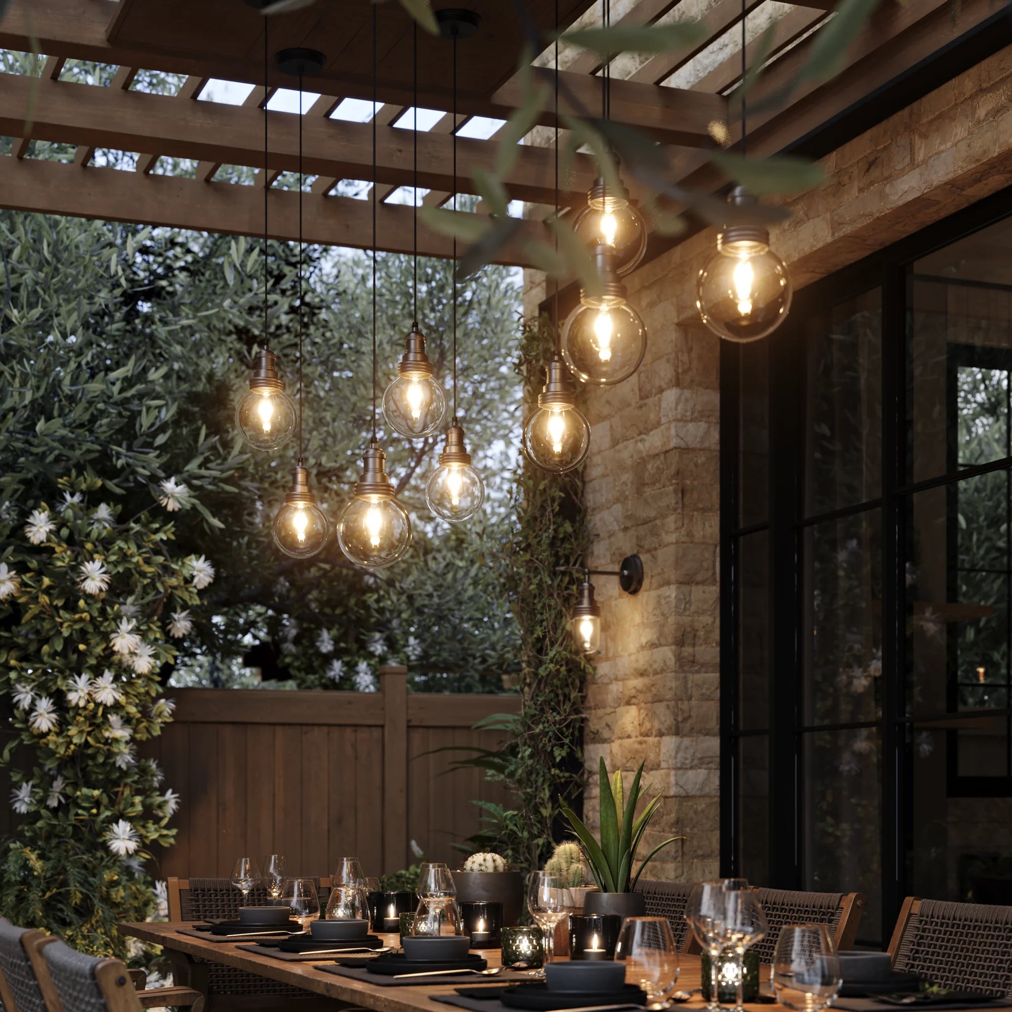 Brooklyn Outdoor & Bathroom Globe Pendant- Brass/ Pewter Finishes