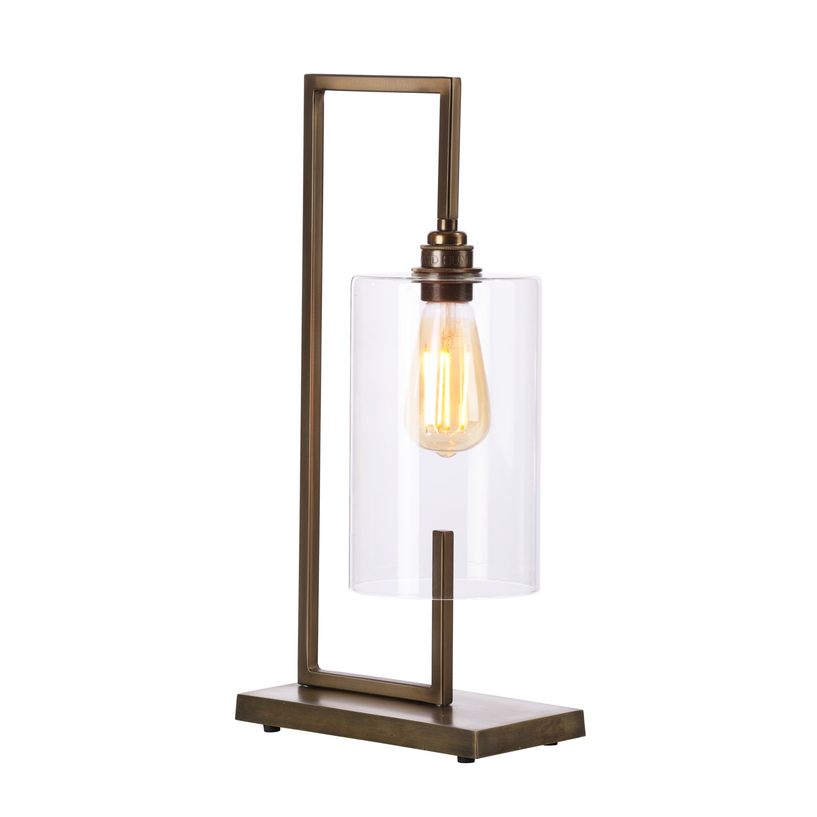 Bushwick table lamp in antique brass/Satin Chrome with glass E27