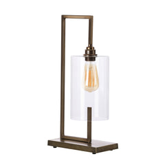 Bushwick table lamp in antique brass/Satin Chrome with glass E27