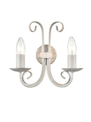 Abbey 2Lt Wall Bracket -  Painted White &  Brushed Gold Finish