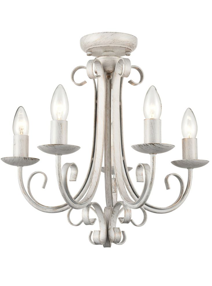 Abbey 3/5/8Lt Chandelier Ceiling Light - Painted White &  Brushed Gold Finish