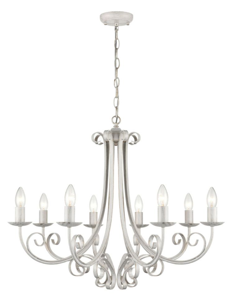 Abbey 3/5/8Lt Chandelier Ceiling Light - Painted White &  Brushed Gold Finish