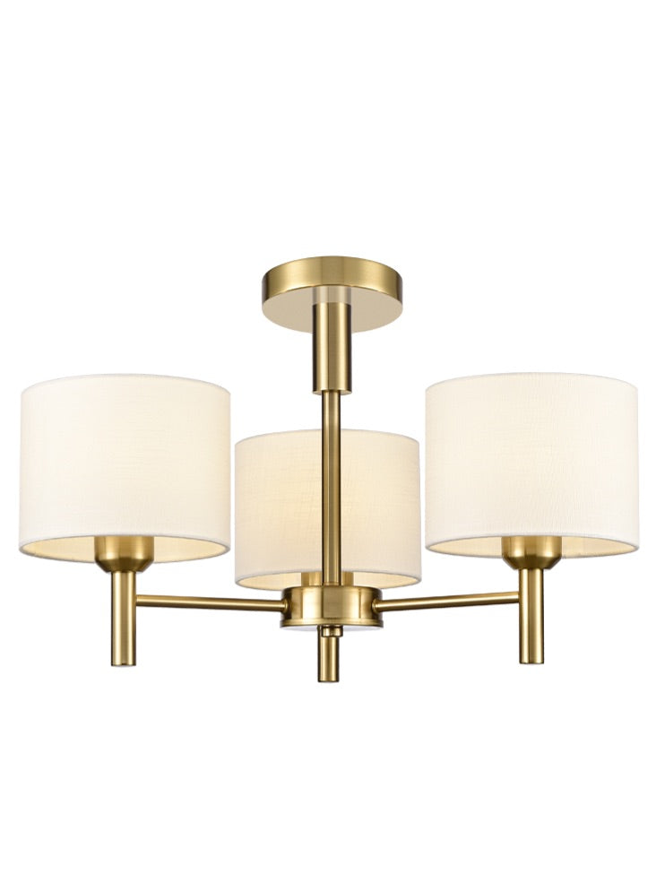 Barzini 3/5Lt Multi-Arm Pendant/Semi Flush Light Aged Brass & Cream Finish