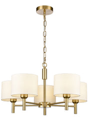 Barzini 3/5Lt Multi-Arm Pendant/Semi Flush Light Aged Brass & Cream Finish