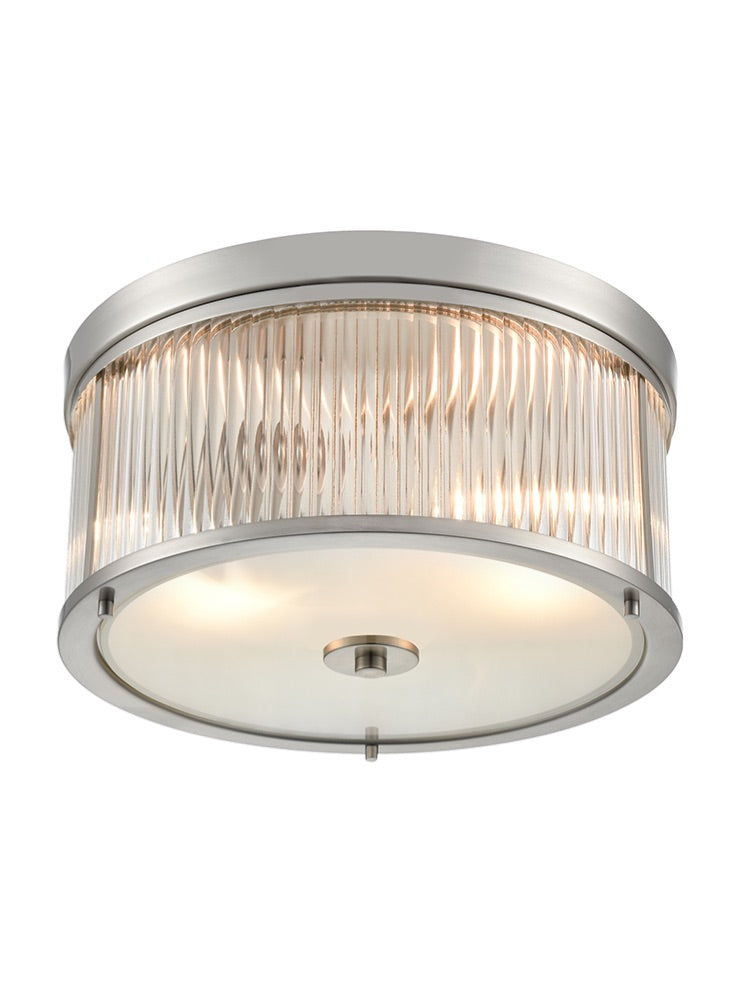 Birkenhead Flush Ceiling Fitting- Aged Brass/ Satin Nickel