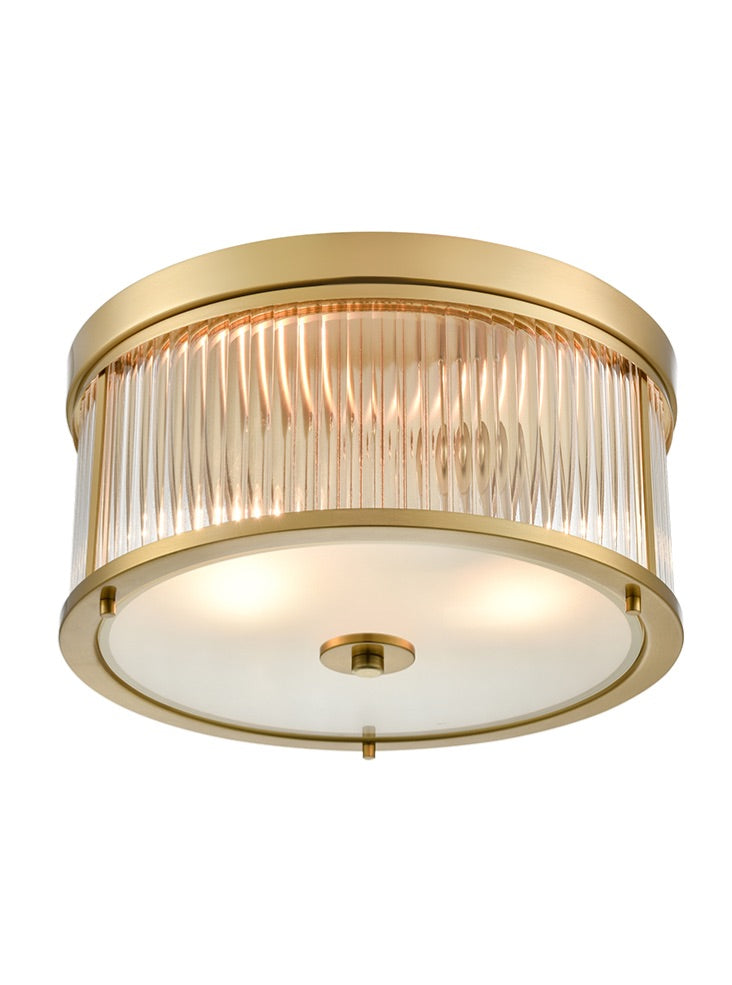 Birkenhead Flush Ceiling Fitting- Aged Brass/ Satin Nickel