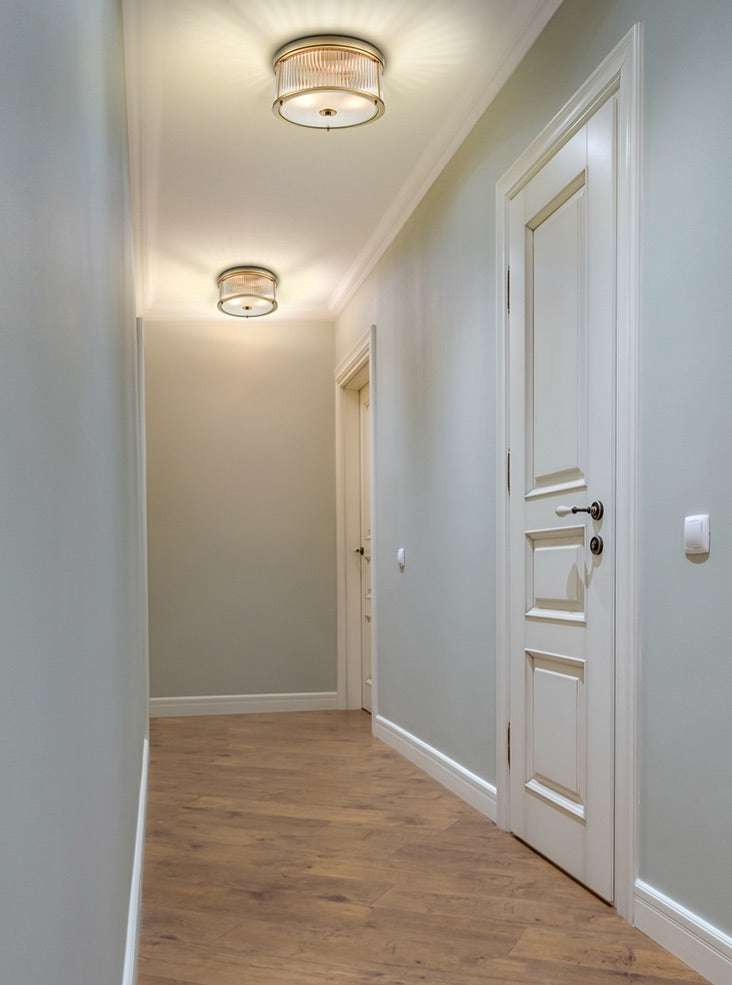 Birkenhead Flush Ceiling Fitting- Aged Brass/ Satin Nickel
