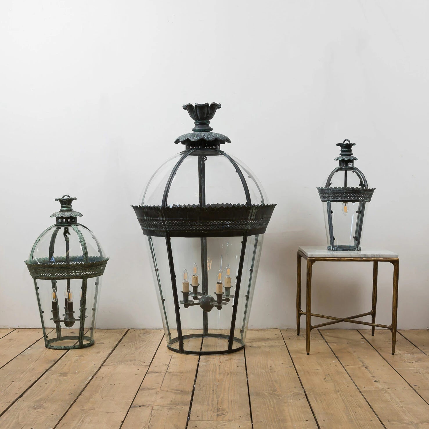 Byron Lantern Bronze Verdigris