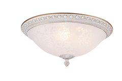 Pascal Flush Ceiling Light - White With Gold/Bronze Antique Finish