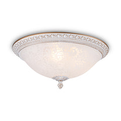 Pascal Flush Ceiling Light - White With Gold/Bronze Antique Finish