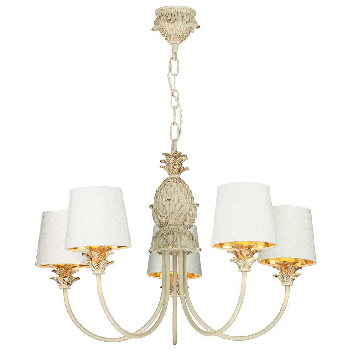 David Hunt Cabana 5 Light Multi-Arm Pendant In Cream Gold Fitting only