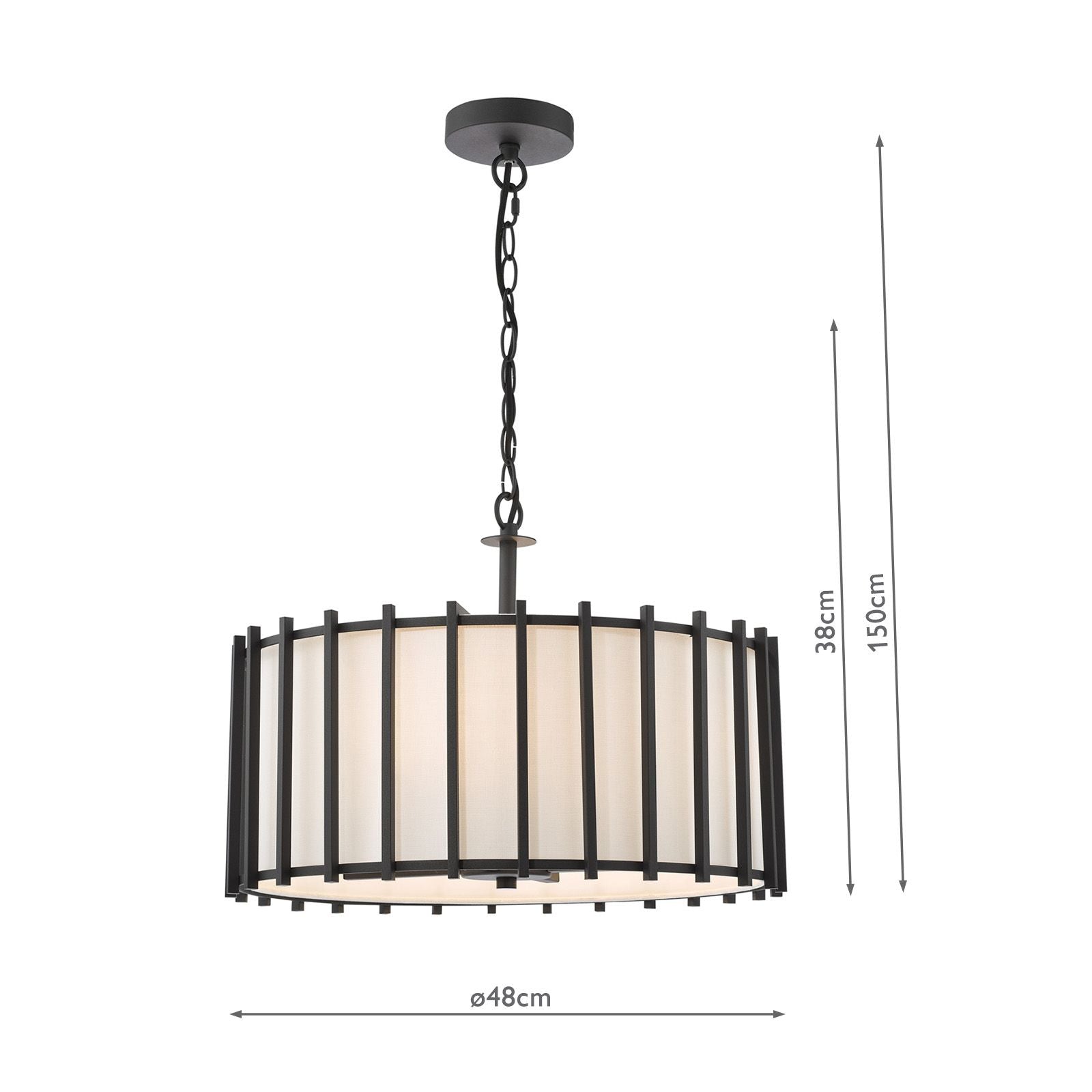 Cagliari 4/8LtArmed Pendant Matt Black and Ivory