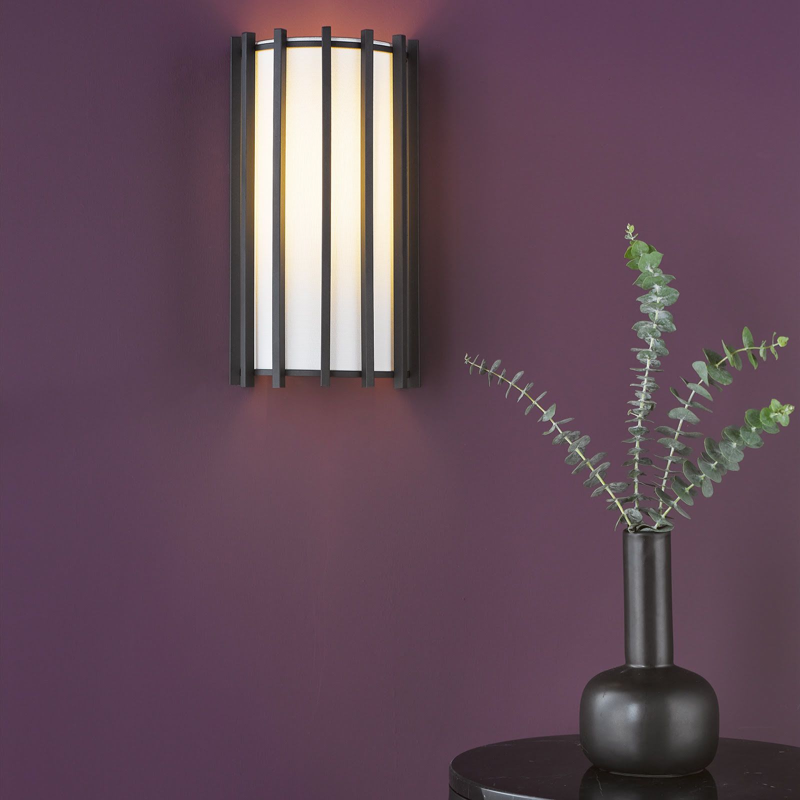 Cagliari Wall Light Matt Black With Ivory Shade