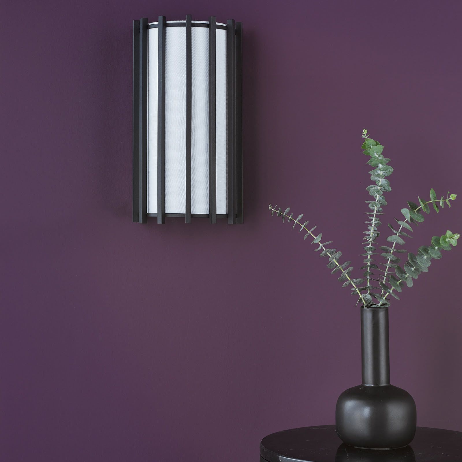 Cagliari Wall Light Matt Black With Ivory Shade