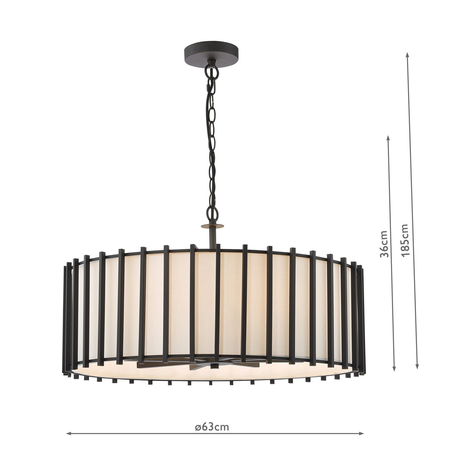 Cagliari 4/8LtArmed Pendant Matt Black and Ivory