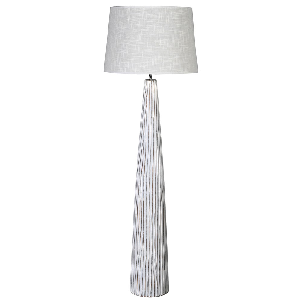 Quasar Wood Effect Floor Lamp with Shade E27