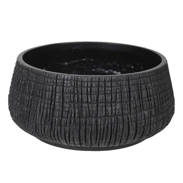 Small Low Black Yakisugi Textured Pot- Christmas Gift