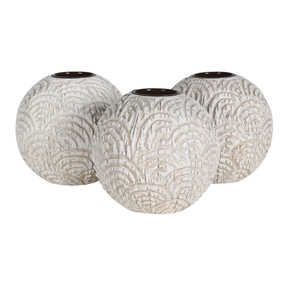 Set of 3 Scalloped Candle Holders- Christmas Gift