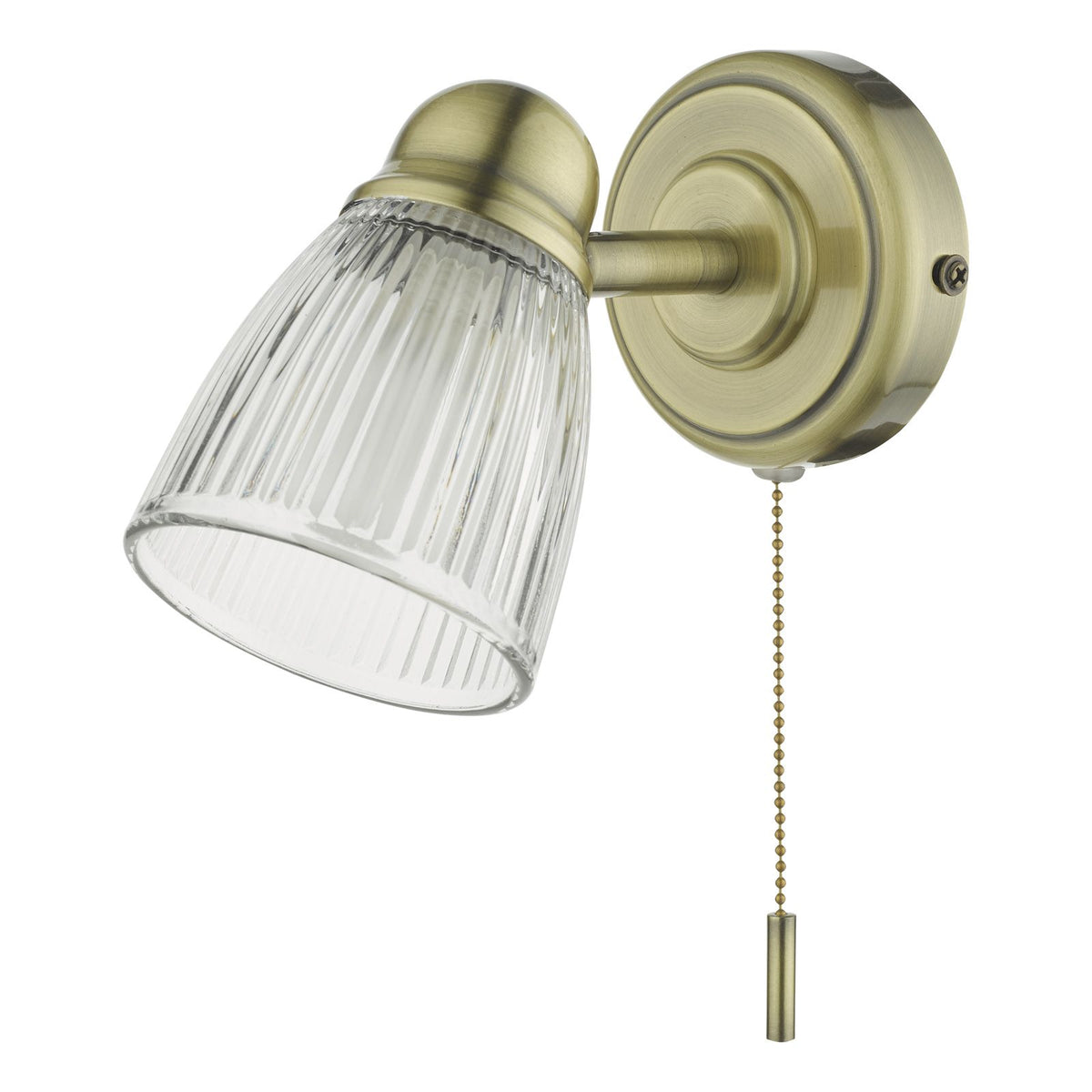 Cedric Bathroom Single Wall Spotlight Antique Brass/Polished Chrome Glass IP44