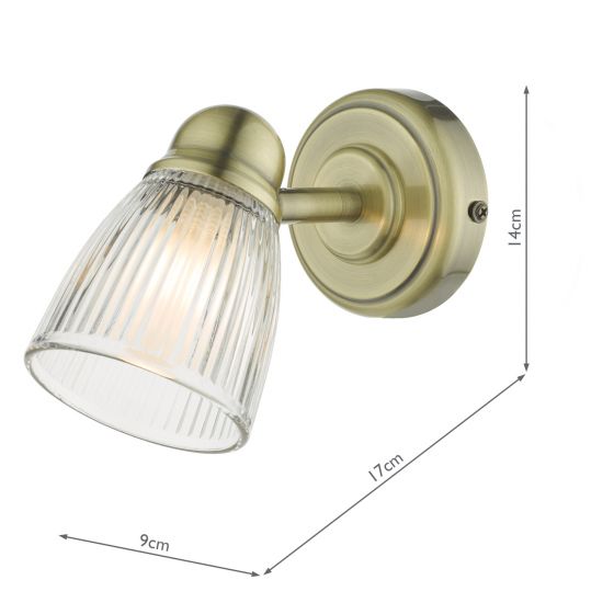 Cedric Bathroom Wall Spotlight IP44 - Polished Chrome/Antique Brass