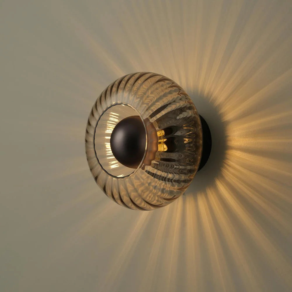 Chelsea Glass Round Diffuser Wall Light - Mocha