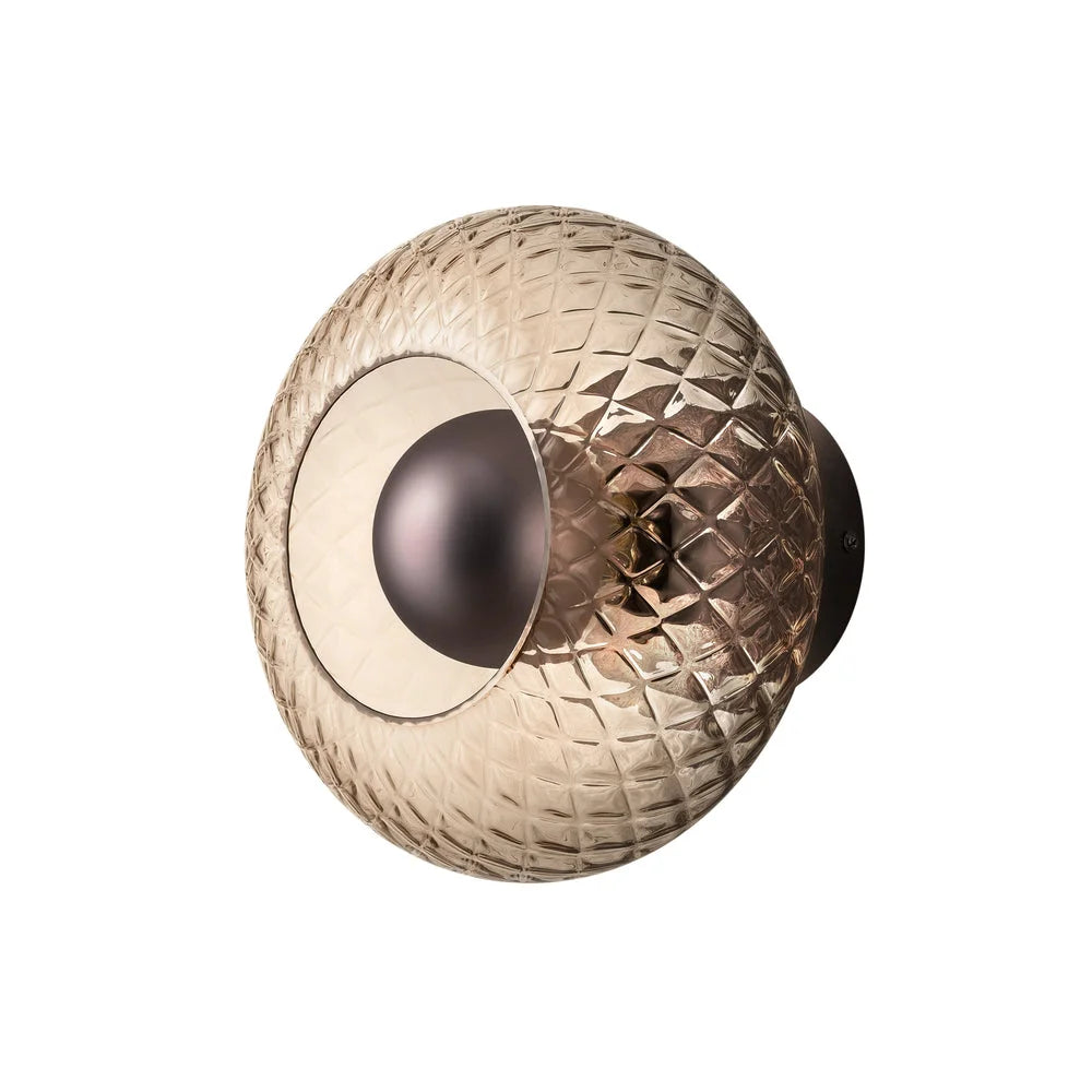 Chelsea Glass Round Diffuser Wall Light - Mocha
