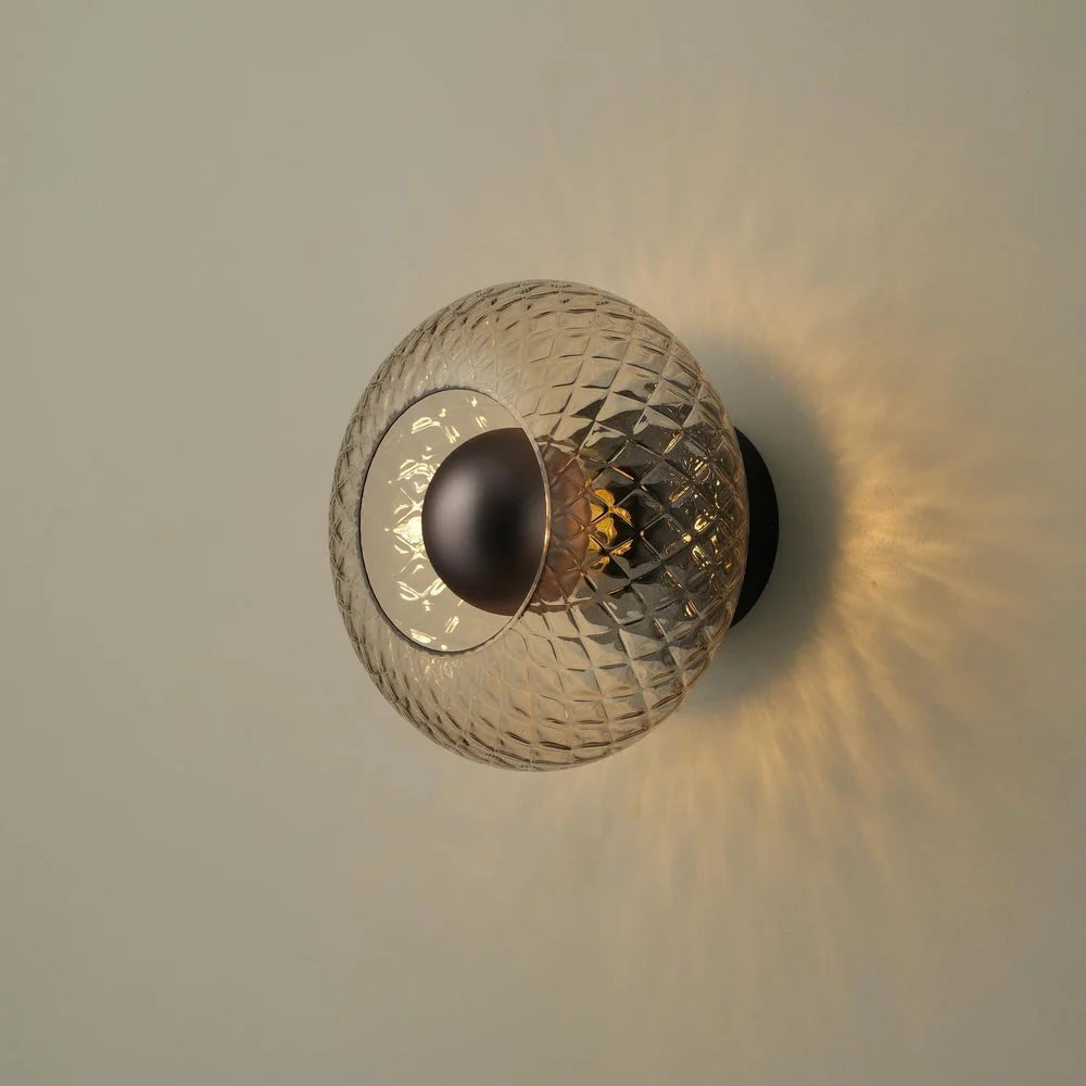 Chelsea Glass Round Diffuser Wall Light - Mocha