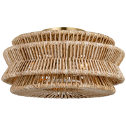 Antigua 2Lt Semi-Flush Fitting - Natural Abaca/Brass