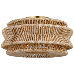 Antigua 2Lt Semi-Flush Fitting - Natural Abaca/Brass