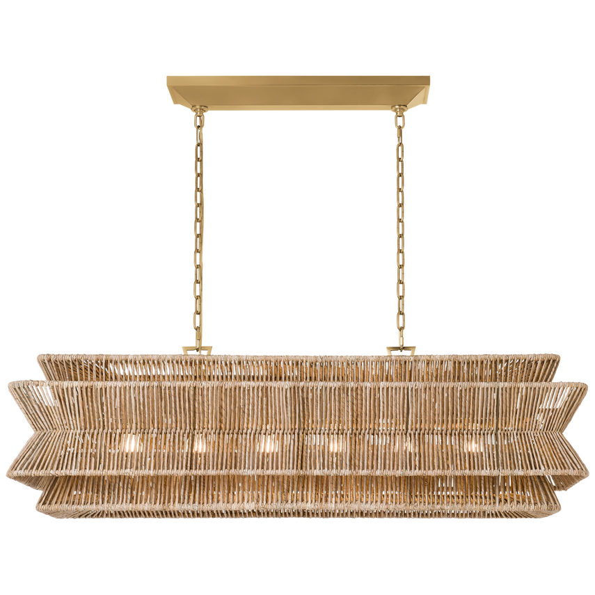 Antigua 6Lt Linear Island Pendant -  Natural Abaca & Brass