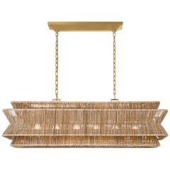 Antigua 6Lt Linear Island Pendant -  Natural Abaca & Brass