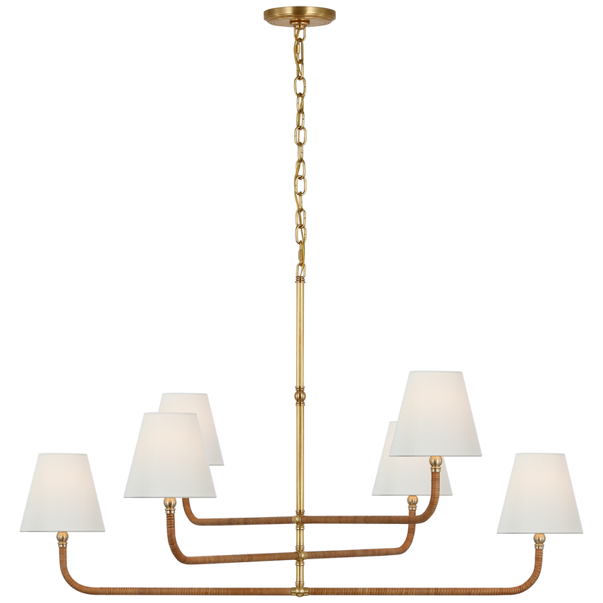 Basden Three Tier Chandelier - Brass & Rattan