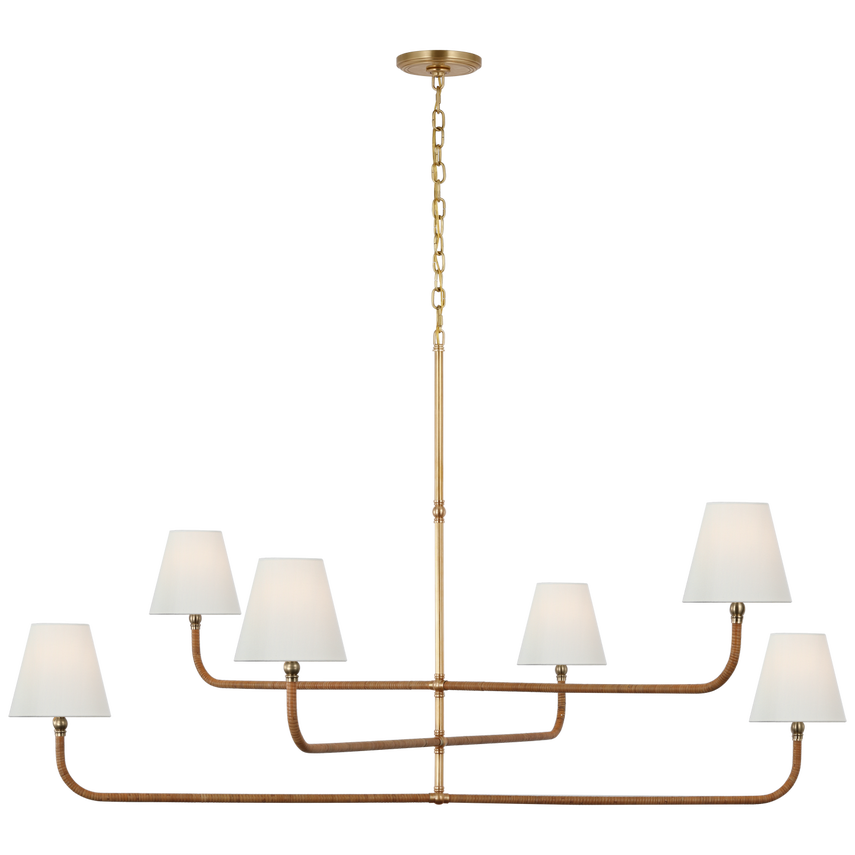 Basden Three Tier Chandelier - Rattan & Brass