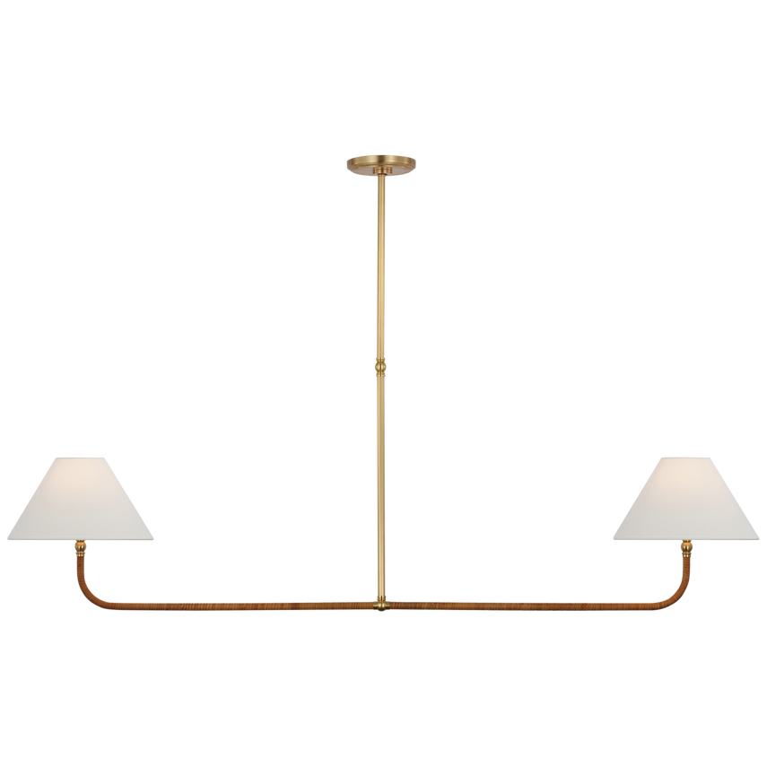 Basden 2Lt Linear Pendant - Brass & Rattan