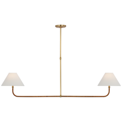 Basden 2Lt Linear Pendant - Brass & Rattan