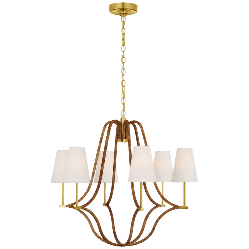 Biscayne Wrapped Chandelier - Rattan & Brass/Nickel