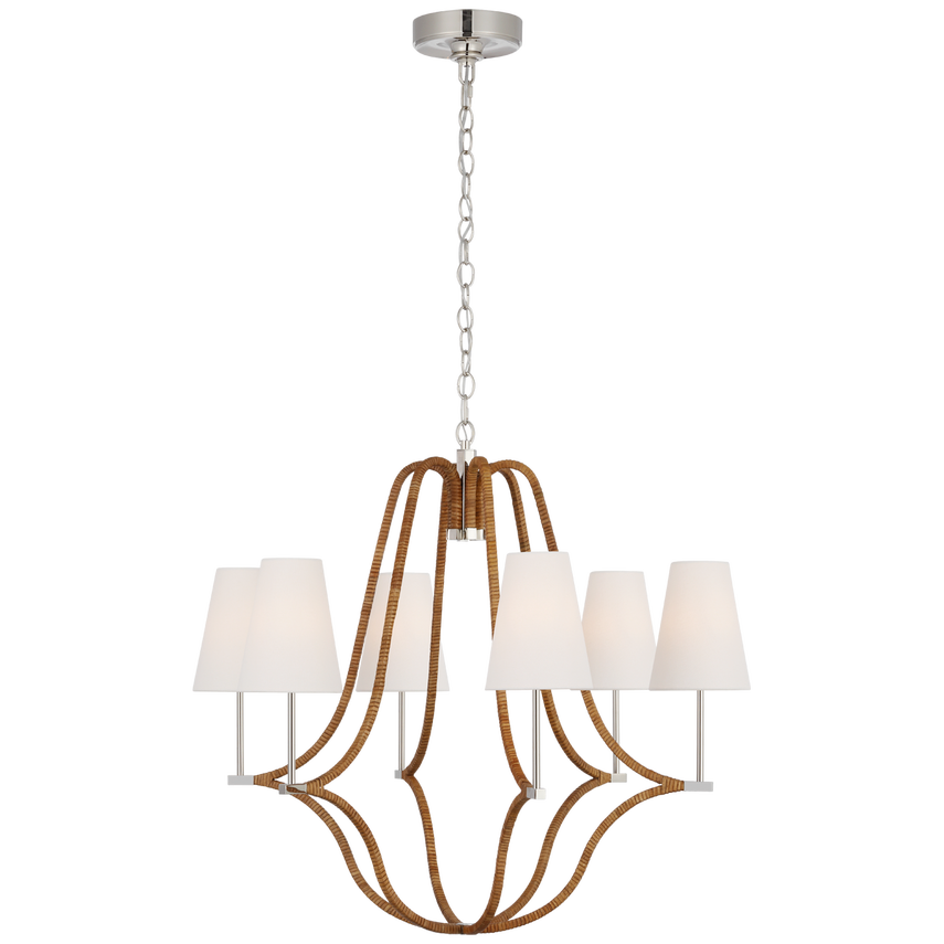 Biscayne Wrapped Chandelier - Rattan & Brass/Nickel